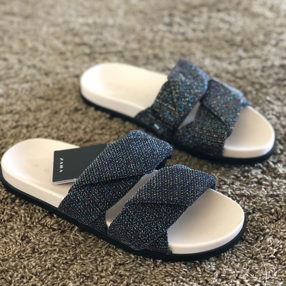 NWT Zara shiny slides